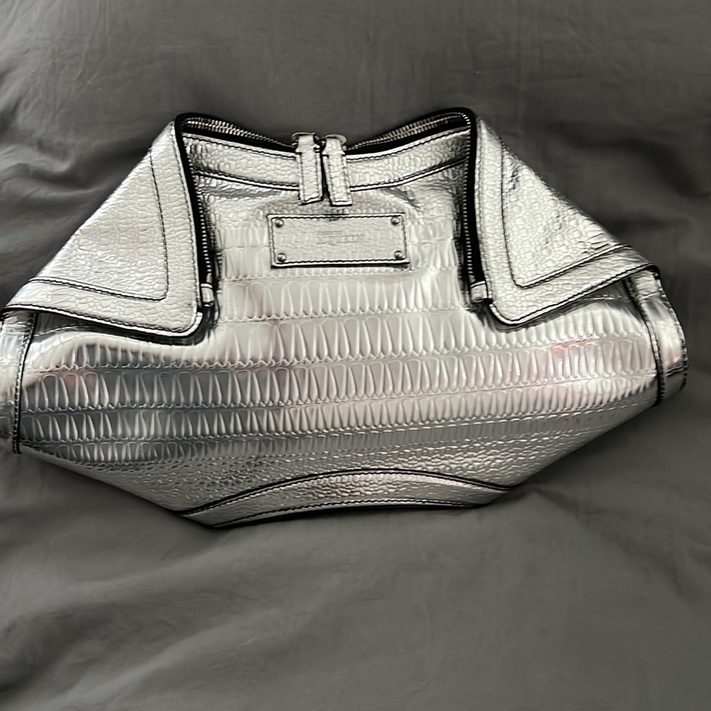Alexander McQueen metallic leather clutch